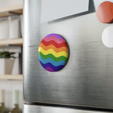 Gilbert Baker Pride Flag Magnet: Ripple Round Button for Fridge