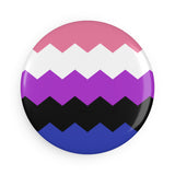 Genderfluid Pride Flag Magnet: Wavey Round Button for Fridge