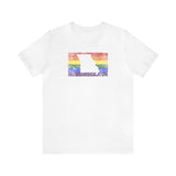 Missouri Pride Flag Tee: Rainbow LGBTQ+ State Silhouette Distressed Shirt