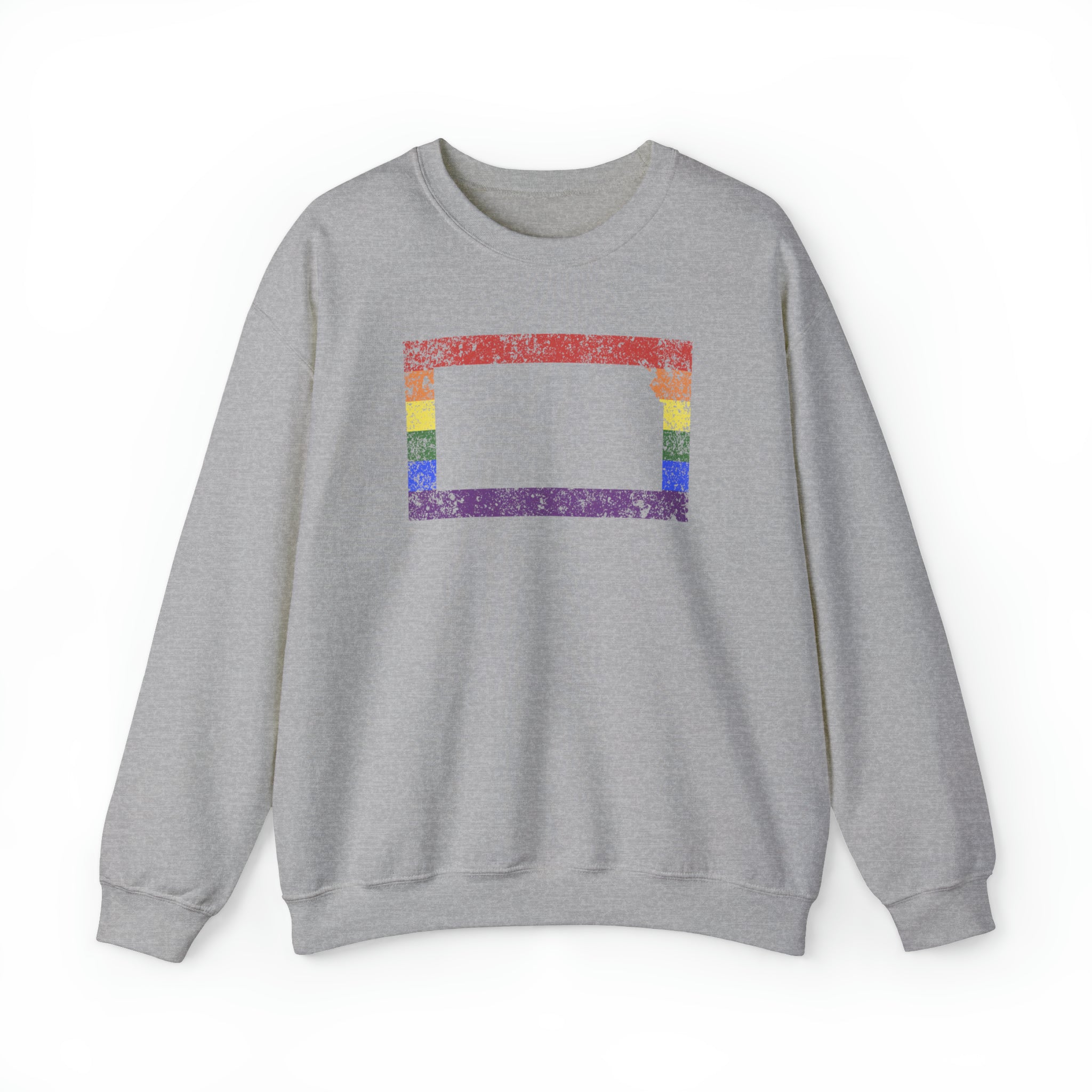 Kansas Pride Flag Sweater: Rainbow LGBTQ+ State Silhouette Distressed Sweatshirt