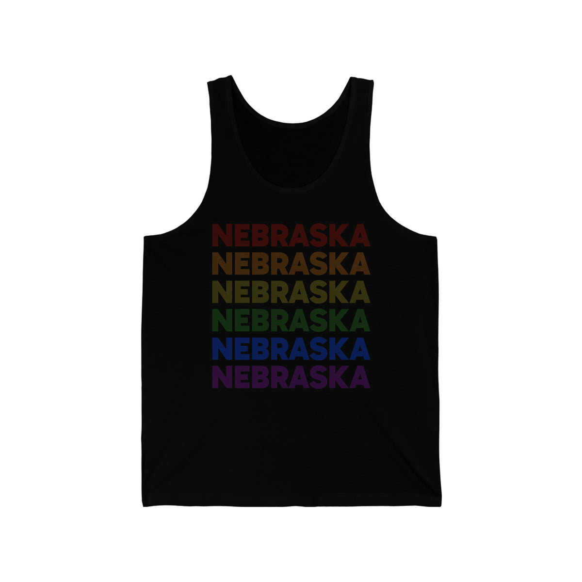 Nebraska LGBTQ+ Pride Flag, Faded Black Tank-Top