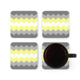 Demigender Flag Coaster Set: 4 Corkwood Wavey Drink Coasters