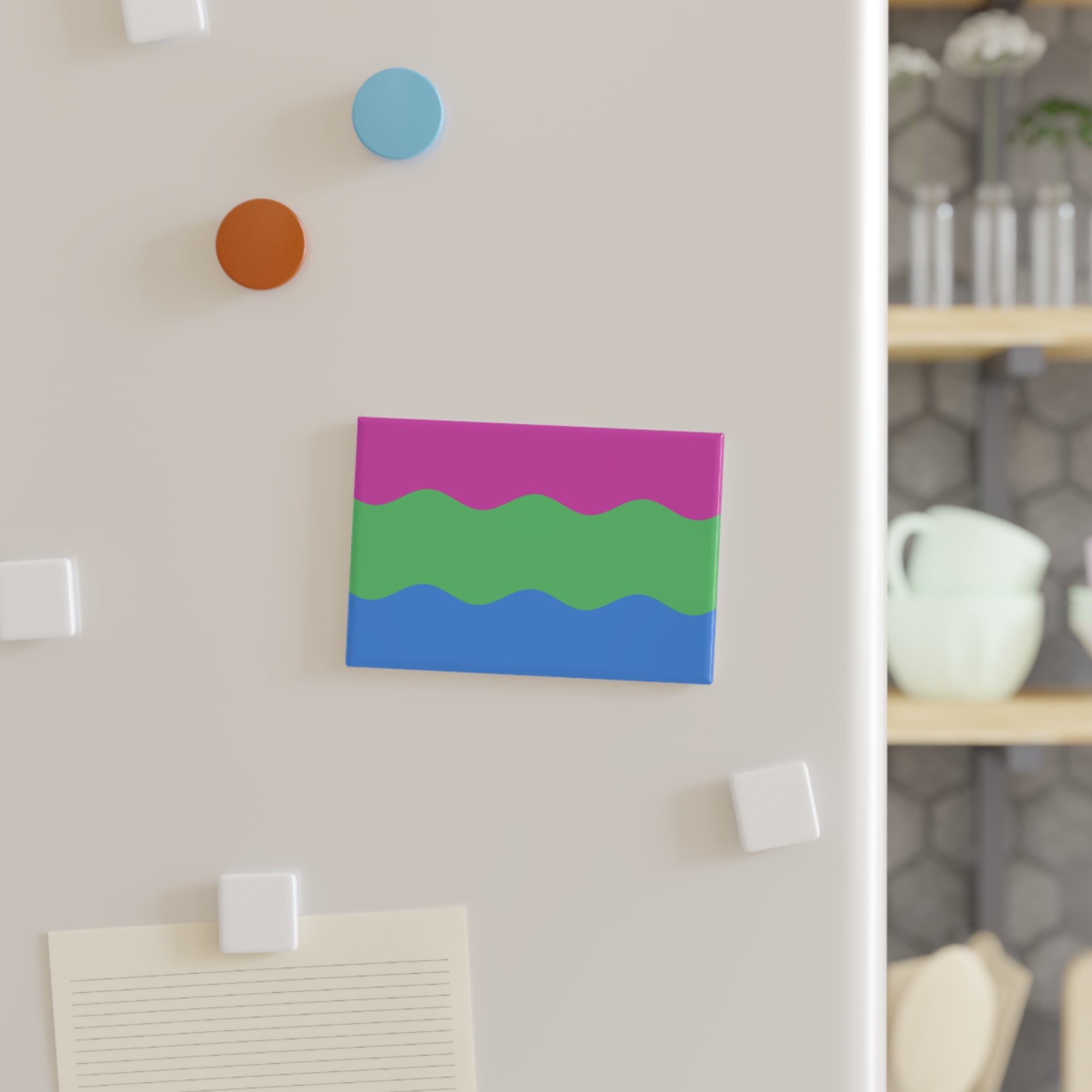 Polysexual Pride Flag Magnet: Ripple Rectangle Button for Fridge