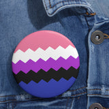 Genderfluid Pride Flag Pin: Round Button with Sharp Design