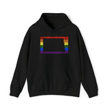 North Dakota Pride Flag Hoodie: Rainbow LGBTQ+ State Silhouette Distressed Hooded Sweatshirt