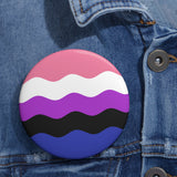 Genderfluid Pride Flag Pin: Round Button with Wavey Design