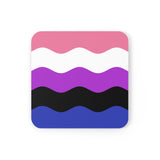 Genderfluid Flag Coaster Set: 4 Corkwood Ripple Drink Coasters