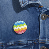 Queer Pride Flag Pin: Round Button with Sharp Design