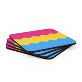 Pansexual Flag Coaster Set: 4 Corkwood Wavey Drink Coasters