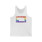 Nebraska Pride Flag Tank: Rainbow LGBTQ+ State Silhouette Distressed Tank-Top