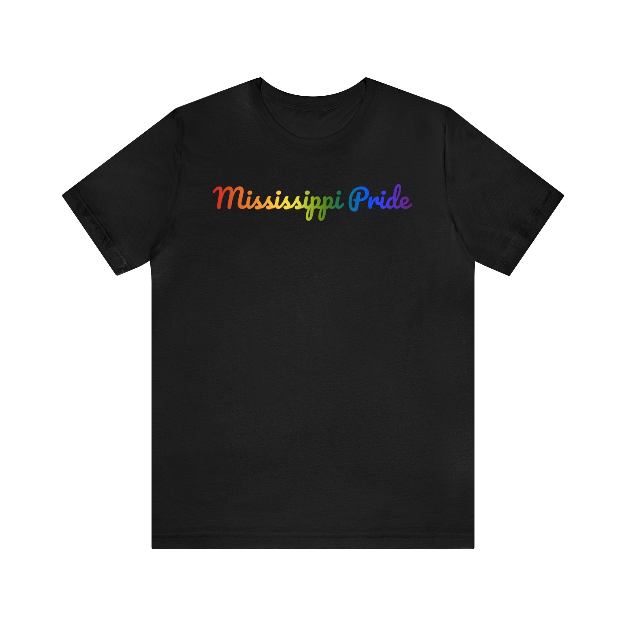 Mississippi Pride T-Shirt: Flowing Cursive Design with LGBTQ+ Gradient