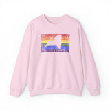 New York Pride Flag Sweater: Rainbow LGBTQ+ State Silhouette Distressed Sweatshirt