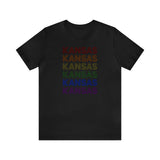 Kansas LGBTQ+ Pride Flag, Faded Black T-Shirt