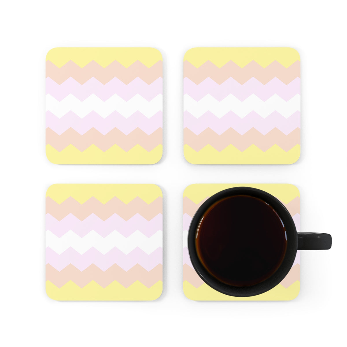 Pangender Flag Coaster Set: 4 Corkwood Wavey Drink Coasters