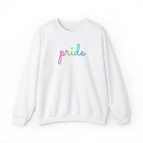 Polysexual Pride Sweater: Flowing Cursive 'Pride' in Gradient Hues