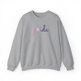 Genderfluid Pride Sweater: Flowing Cursive 'Pride' in Gradient Hues