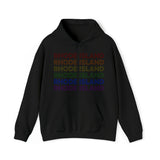 Rhode Island LGBTQ+ Pride Flag, Faded Black Hoodie