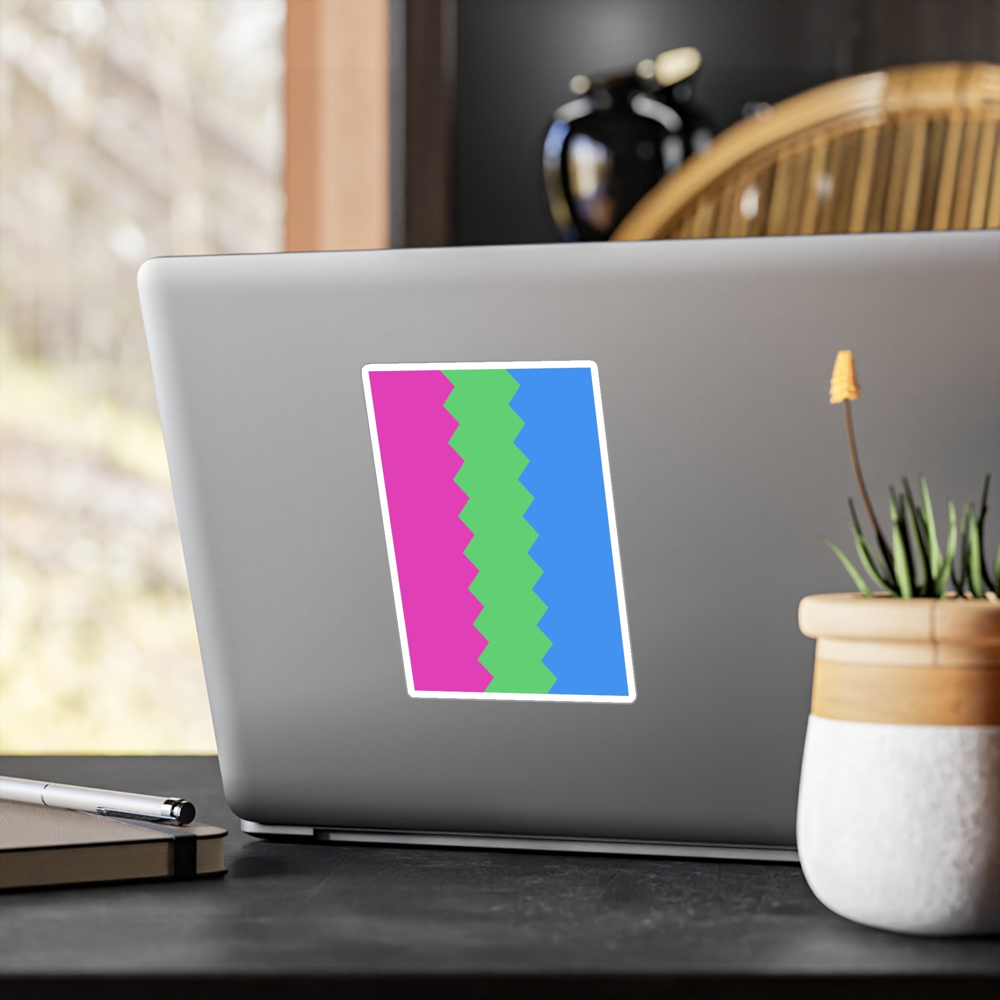 Polysexual Flag Wavey Decal: Sharp Pride Sticker