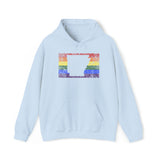 Arkansas Pride Flag Hoodie: Rainbow LGBTQ+ State Silhouette Distressed Hooded Sweatshirt