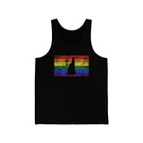 New Hampshire Pride Flag Tank: Rainbow LGBTQ+ State Silhouette Distressed Tank-Top