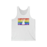 New Hampshire Pride Flag Tank: Rainbow LGBTQ+ State Silhouette Distressed Tank-Top