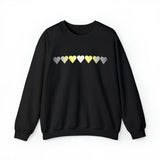 Demigender Flag Hearts Sweatshirt: Pride LGBTQ+ Gradient Design