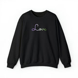 Genderqueer Love Script Sweatshirt: Subtly Elegant Pride Sweater