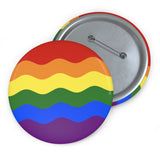 Pride Flag Pin: Round Button with Wavey Design