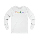 Oregon Pride Long Sleeve Tee: Flowing Cursive Design with LGBTQ+ Gradient