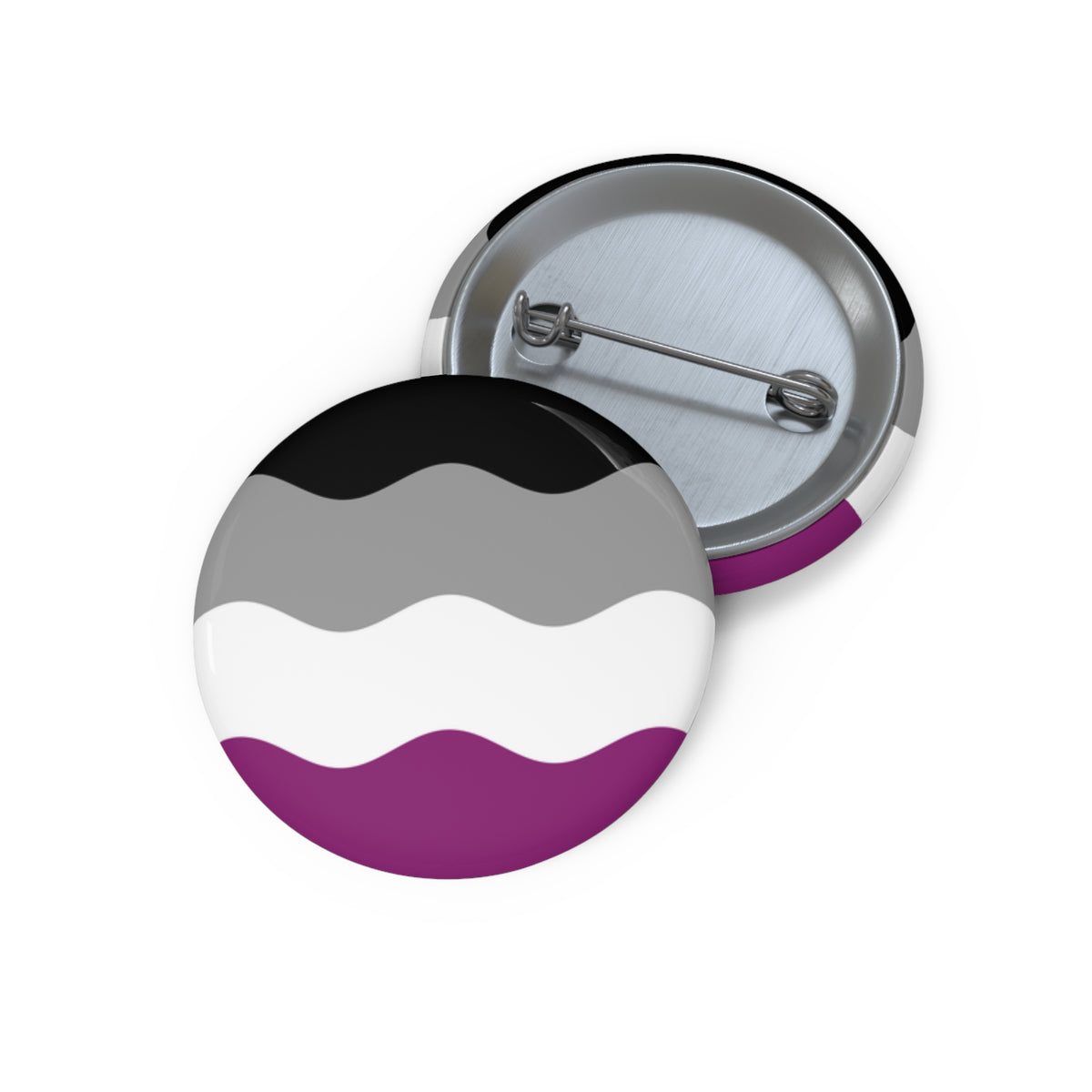 Asexual Pride Flag Pin: Round Button with Wavey Design