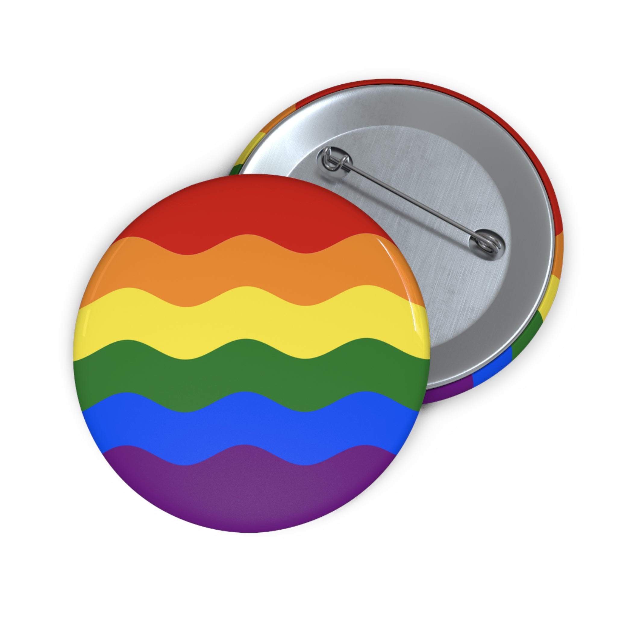 Pride Flag Pin: Round Button with Wavey Design