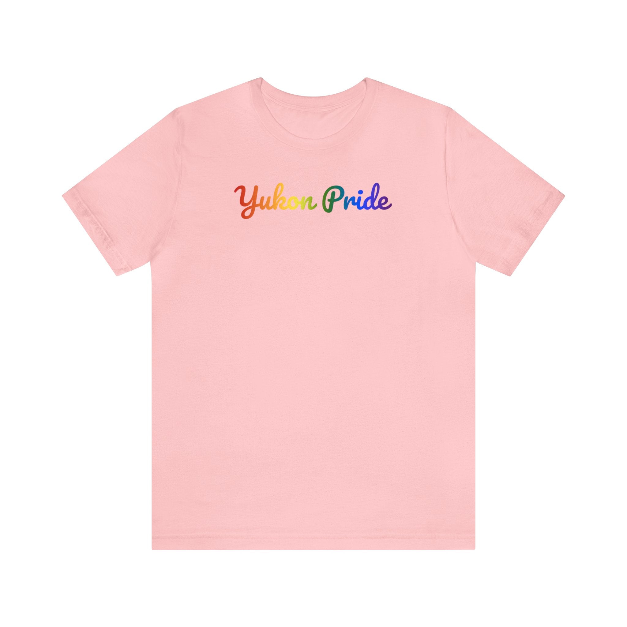 Yukon Pride T-Shirt: Flowing Cursive Design with LGBTQ+ Gradient