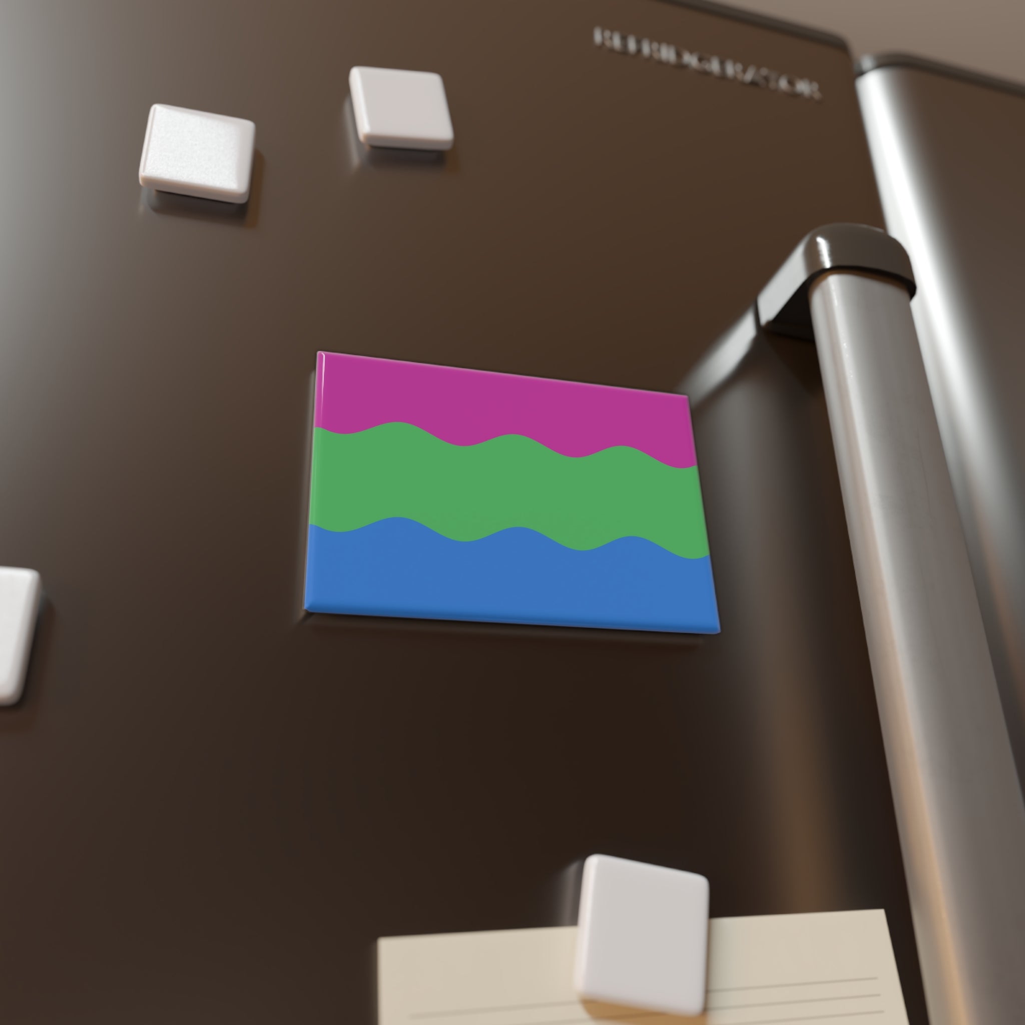 Polysexual Pride Flag Magnet: Ripple Rectangle Button for Fridge