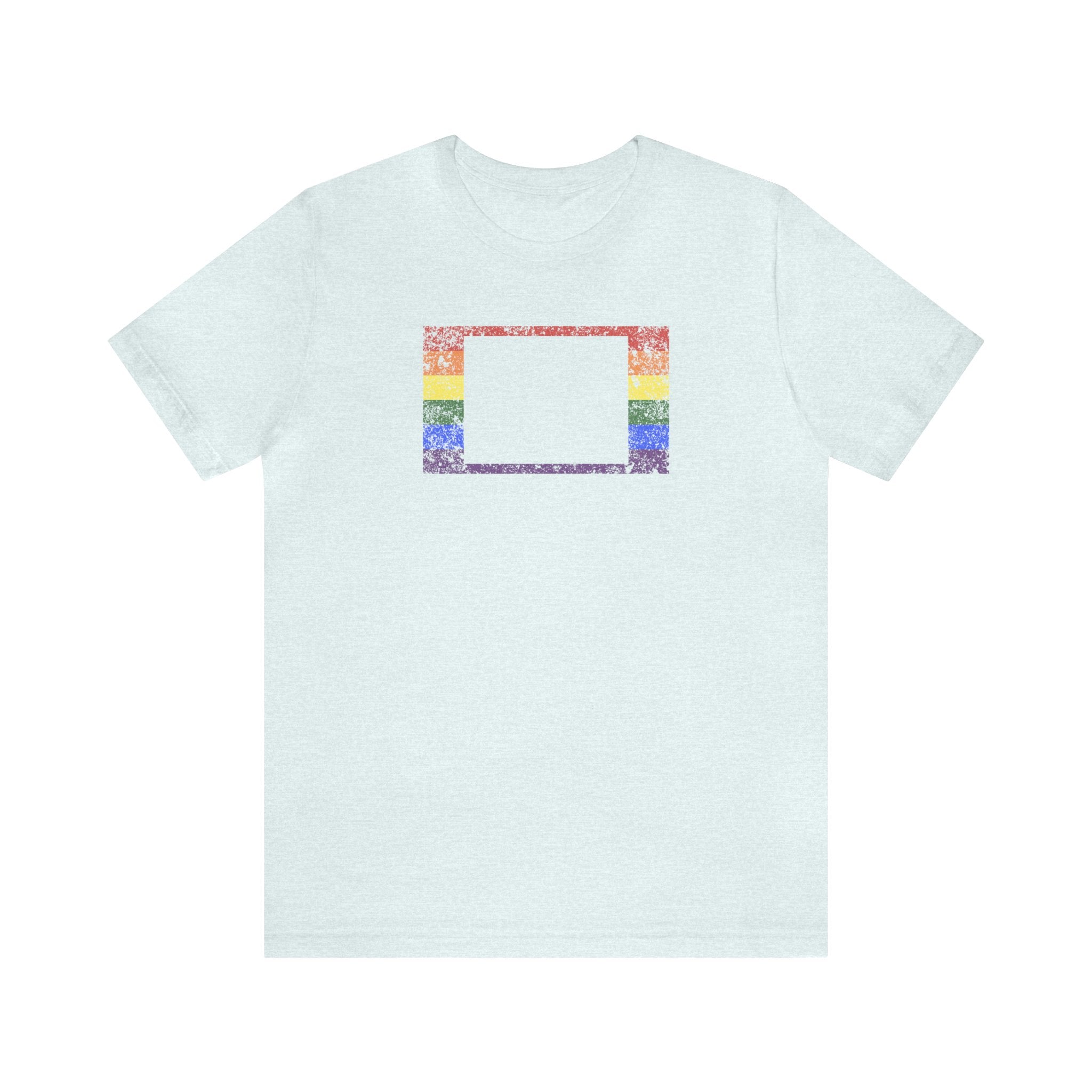 Wyoming Pride Flag Tee: Rainbow LGBTQ+ State Silhouette Distressed Shirt