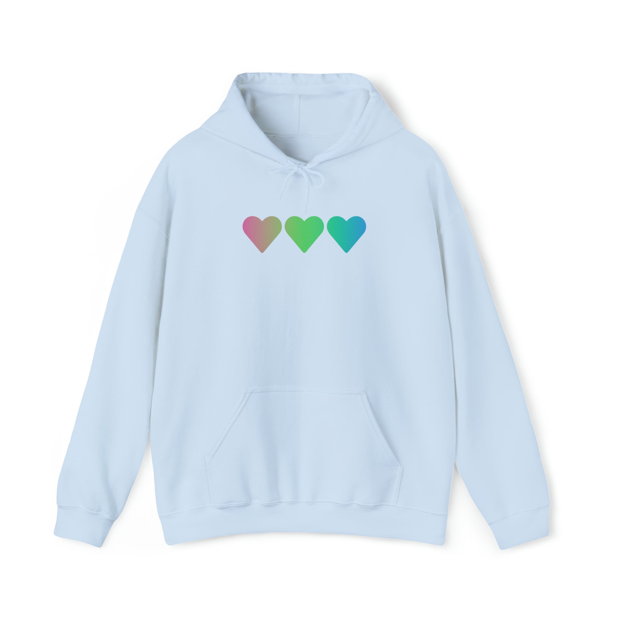 Polysexual Flag Hearts Hoodie: Pride LGBTQ+ Gradient Design