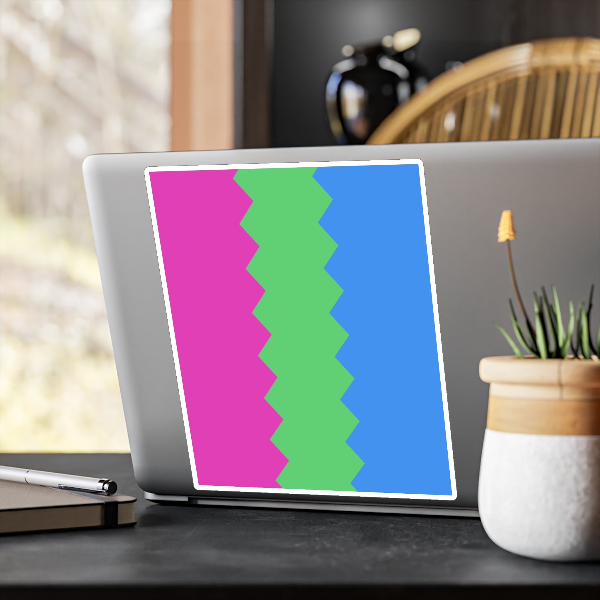 Polysexual Flag Wavey Decal: Sharp Pride Sticker