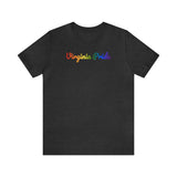 Virginia Pride T-Shirt: Flowing Cursive Design with LGBTQ+ Gradient