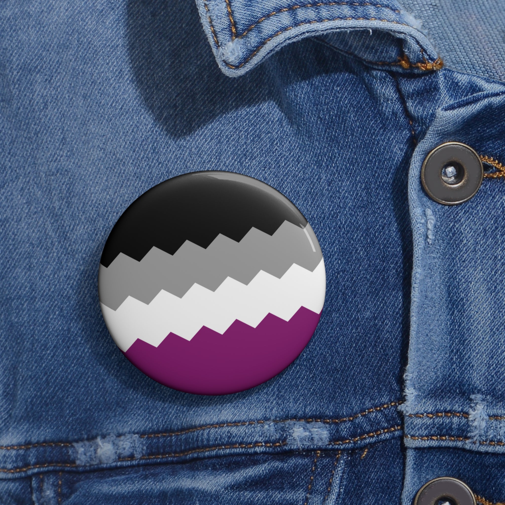 Asexual Pride Flag Pin: Round Button with Sharp Design