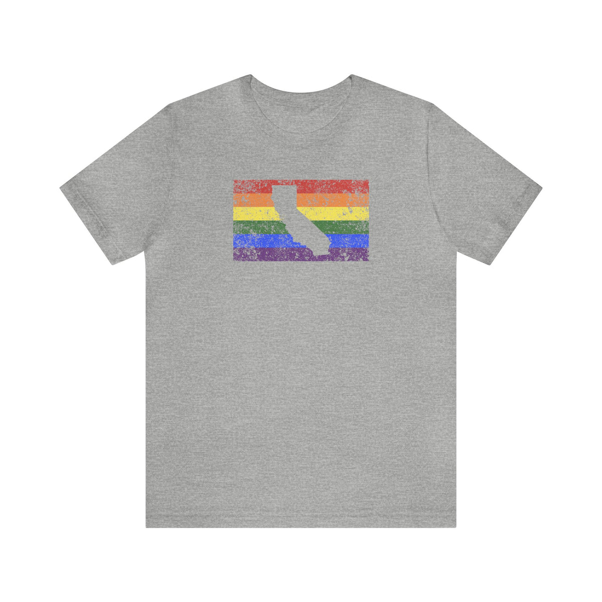 California Pride Flag Tee: Rainbow LGBTQ+ State Silhouette Distressed Shirt