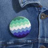 Gay Pride Flag Pin: Round Button with Sharp Design