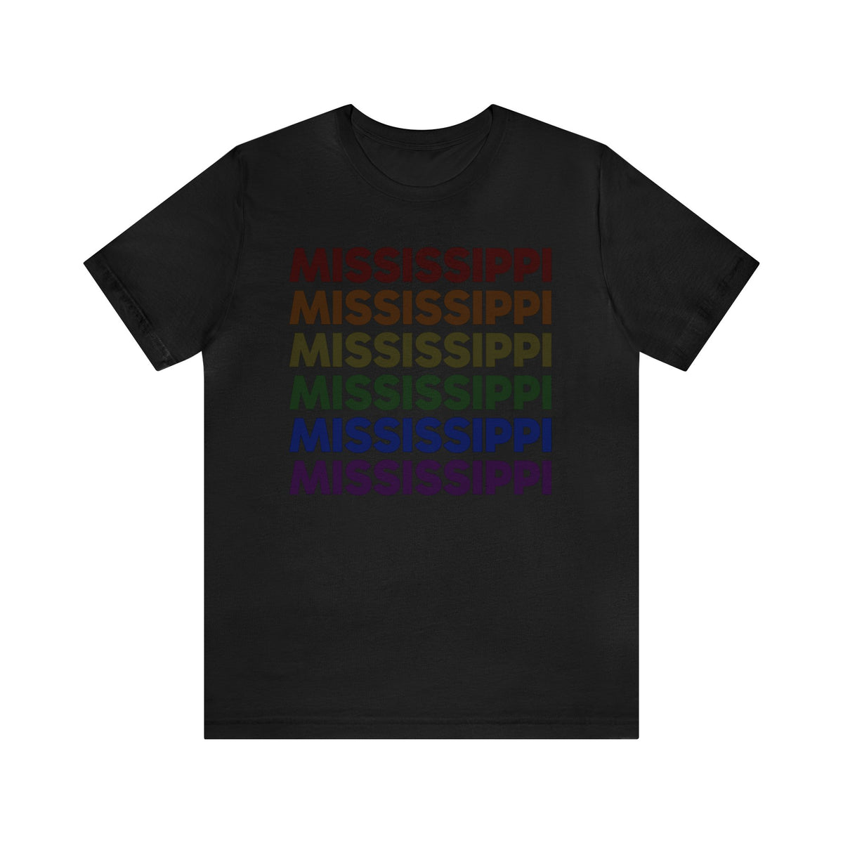 Mississippi LGBTQ+ Pride Flag, Faded Black T-Shirt