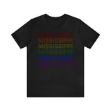 Mississippi LGBTQ+ Pride Flag, Faded Black T-Shirt