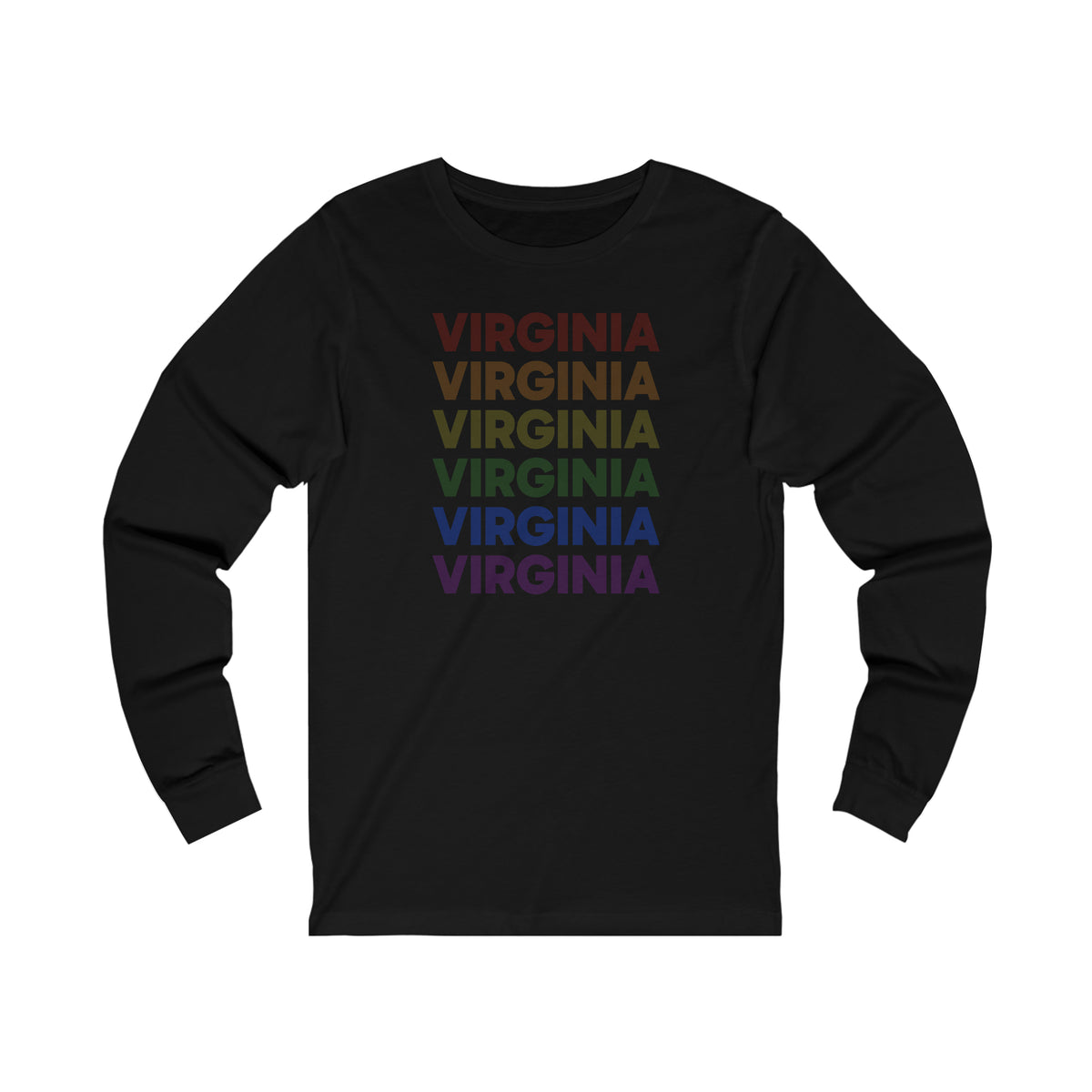 Virginia LGBTQ+ Pride Flag, Faded Black Long Sleeve Tee