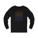 Virginia LGBTQ+ Pride Flag, Faded Black Long Sleeve Tee