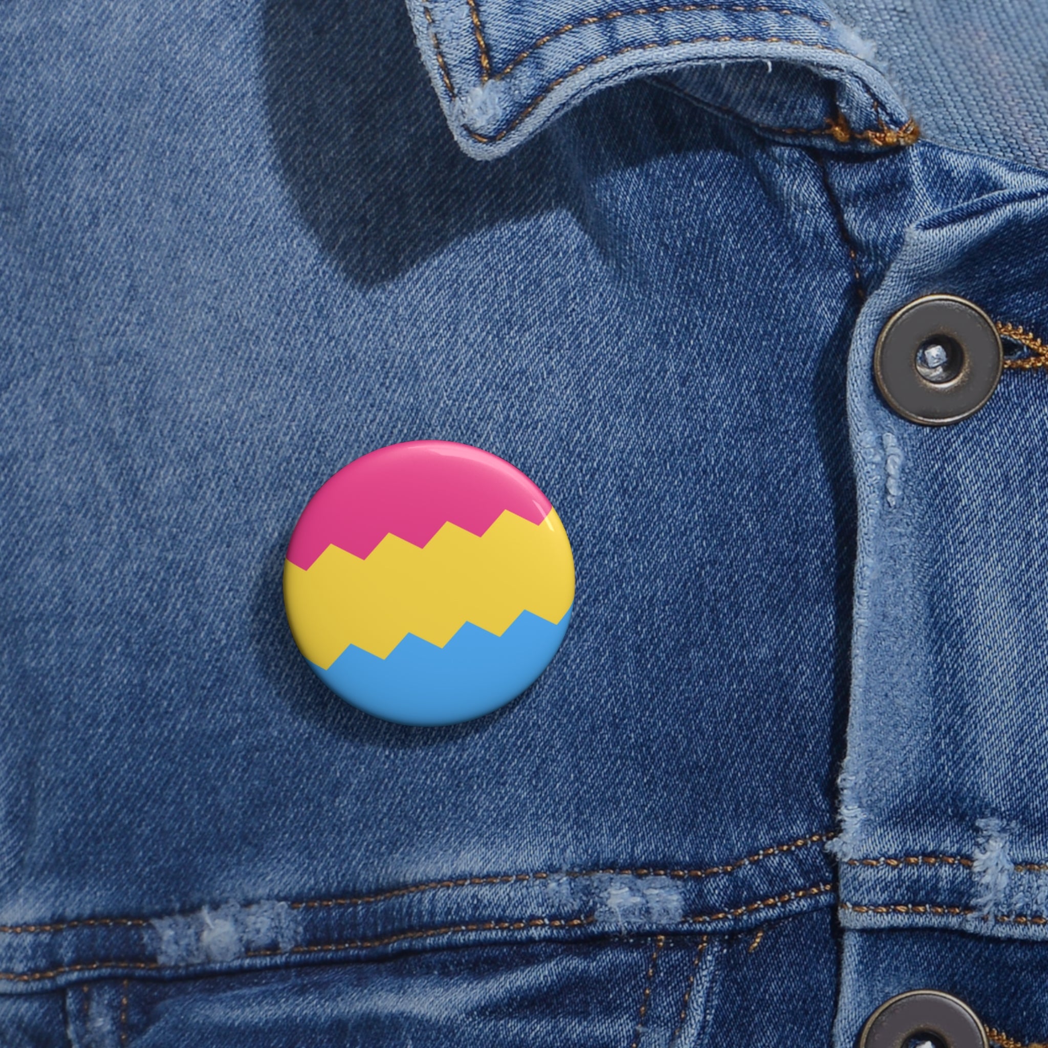 Pansexual Pride Flag Pin: Round Button with Sharp Design