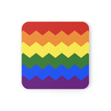 Pride Flag Coaster Set: 4 Corkwood Wavey Drink Coasters