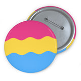 Pansexual Pride Flag Pin: Round Button with Wavey Design