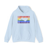 North Carolina Pride Flag Hoodie: Rainbow LGBTQ+ State Silhouette Distressed Hooded Sweatshirt