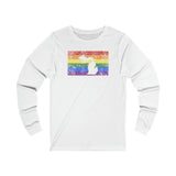 Michigan Pride Flag Long Sleeve Tee: Rainbow LGBTQ+ State Silhouette Distressed Long Sleeve T-Shirt