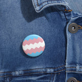 Transgender Pride Flag Pin: Round Button with Sharp Design